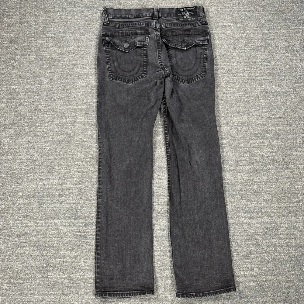True Religion Ricky Jeans Mens 34x32 Black Flap Relaxed Straight Denim Stretch